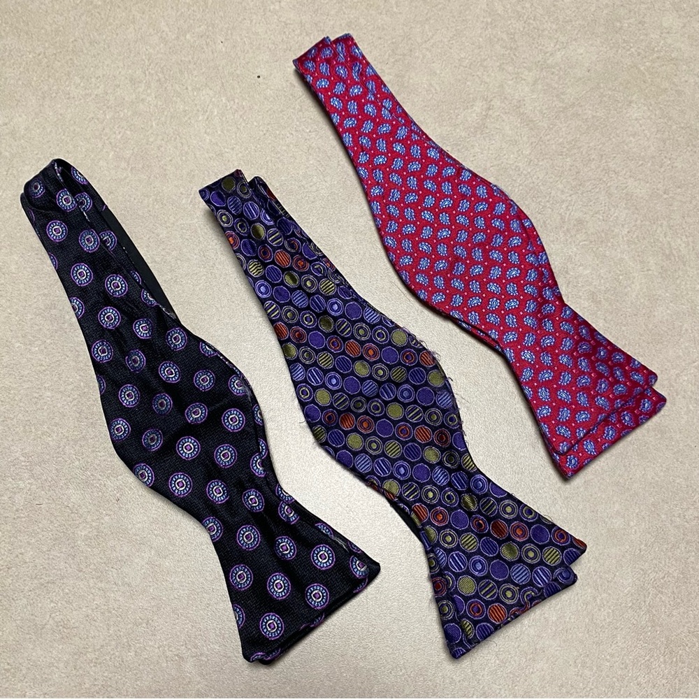 Ted Baker Bow Ties Men’s OS adjustable 100% Silk Bow Tie Bundle of 3